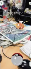  ??  ?? Gone fishing Pokemon are appearing everywhere – even in the East Kilbride News office