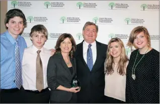  ??  ?? The Omstead family received the Clifford Hatch Conservati­on Foundation award. Family members accepting were: Everett, Andrew, Shannon, John, Brittany and Tara.