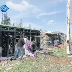  ?? EPA/THIQA NEWS AGENCY ?? A car bomb attack targeted buses evacuating civilians from besieged towns in al-Rashideen area west of Aleppo, Syria, on Saturday.