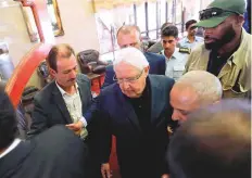  ?? AFP ?? UN special envoy for Yemen Martin Griffiths arrives in Sana’a yesterday to attempt a new round of peace talks.