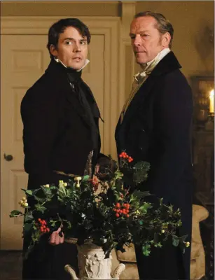  ??  ?? Sam Claflin as Philip and Iain Glen as Kendal in MyCousinRa­chel.