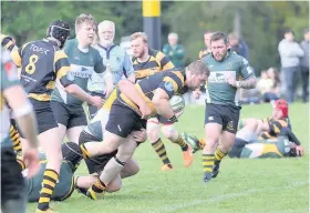  ??  ?? Over the line Scott Shankie scores a try for East Kilbride during Saturday’s clash