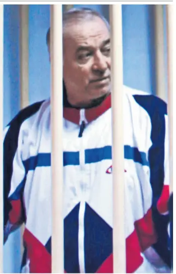  ??  ?? Colonel Sergei Skripal during his spying trial in Russia in 2006. He was later sent to Britain in a prisoner swap and settled in Salisbury