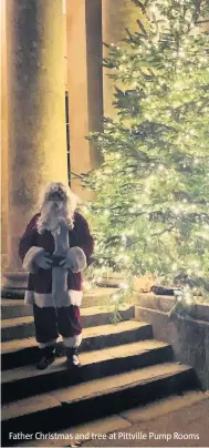  ??  ?? Father Christmas and tree at Pittville Pump Rooms