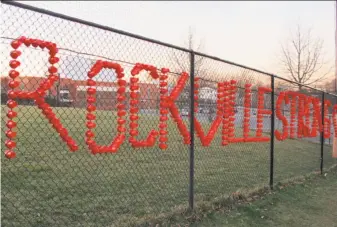  ?? Brian Witte / Associated Press ?? Plastic cups spell out “Rockville Strong” at Rockville High School in Maryland. The school became part of the immigratio­n debate after a 14-year-old said she was raped by two Latinos.