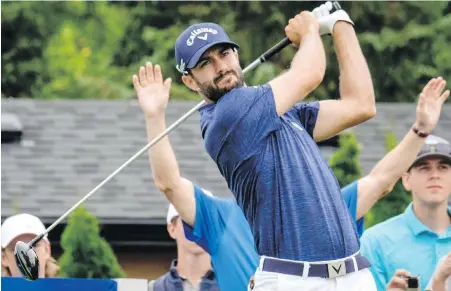  ?? DAVID COOPER, THE CANADIAN PRESS ?? Abbotsford’s Adam Hadwin takes part in the Canadian Open Pro-Am on Wednesday at Glen Abbey.