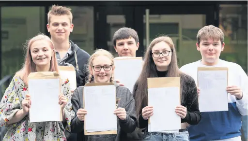  ??  ?? Celebratin­g their results are All Saints’ pupils Jacob Fletcher, Jack Coning, Joshua Barton, Charlotte-May Tomlinson, Hannah Audain and Isabel Robinson.