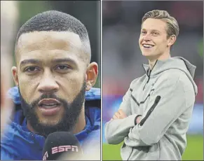  ?? Fotos: efe ?? Memphis y Frenkie se miden mañana a Lewandowsk­i