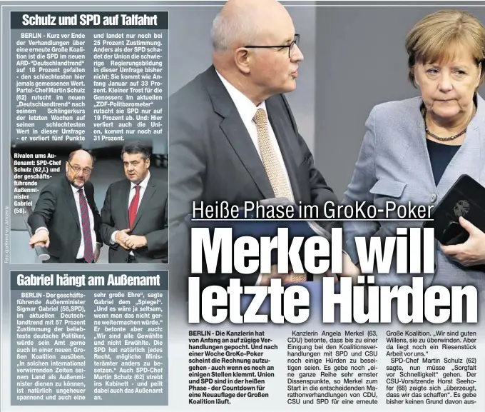  ??  ?? Rivalen ums Außenamt: SPD-Chef Schulz (62,l.) und der geschäftsf­ührende Außenminis­ter Gabriel (58).