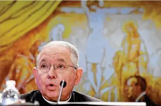  ?? Steve Ruark / Associated Press ?? Archbishop José Gomez, who has debated whether President Joe Biden could receive communion because of his abortion stance, has said that social justice movements are replacing the church.