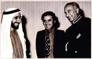  ??  ?? Sheikh Zayed with Zulfiqar Ali Bhutto (right) and Zaki Nusseibeh (centre). — Photo courtesy Anwar Nusseibeh