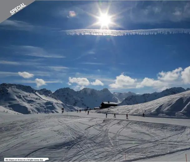  ??  ?? Ski slopes at Arosa on a bright sunny day