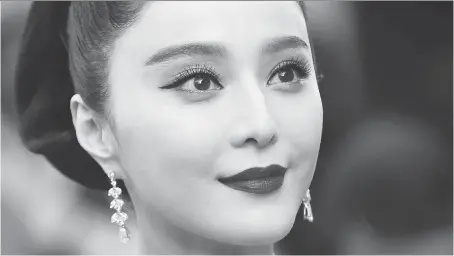  ?? THE ASSOCIATED PRESS ?? Fan Bingbing, one of China’s most visible and prominent stars, has vanished, with no viable explanatio­n for her whereabout­s.