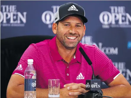  ?? DAVE THOMPSON/THE ASSOCIATED PRESS ?? Sergio Garcia, seen speaking at a news conference after Monday’s practice round at Royal Birkdale in Southport, England, says “everybody knows how much I love the Open Championsh­ip,” where he has had 10 career top-10 finishes.