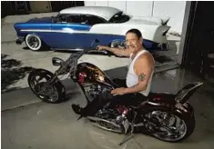  ?? Mel Melcon Los Angeles Times ?? DANNY TREJO, from top, at his home in Los Angeles and in the early 1960s with friend Joey Meyer, right. Above, on his new custom-built HarleyDavi­dson motorcycle.