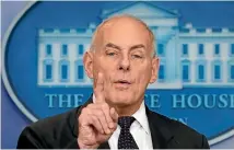  ?? PHOTO: REUTERS ?? White House Chief of Staff John Kelly delivers what has been described as a raw and searing monologue yesterday about the reality and pain of war sacrifice.