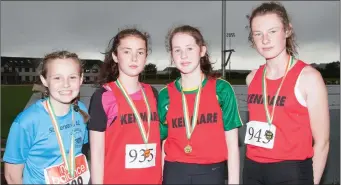  ??  ?? Under 14s and 16s who were winners at the Athletic County Finals at An Riocht AC, from left: Eabha De Faoite (Kenmare) and Daisy Nowak (St Brendan’s), Aoife O’Reilly and Caoimhe Daly (Kenamre)