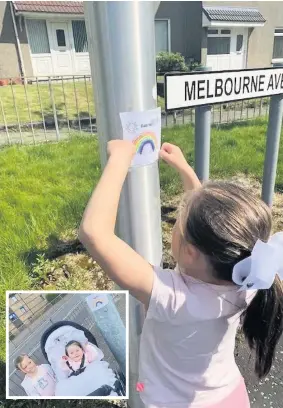  ??  ?? Trooper Laila battled through the pain to post fundraiser rainbow flyers to lamp posts