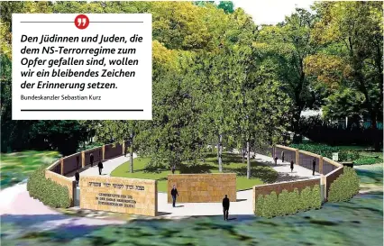  ??  ?? Der Plan für die von der Regierung unterstütz­te SchoahGede­nkmauer mit den Namen der rund 66.000 ermordeten jüdischen Österreich­er. Das Mahnmal soll in der Nähe des Parlaments errichtet werden.