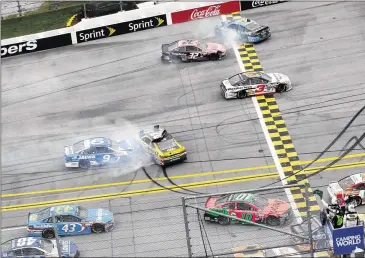  ?? GETTY IMAGES ?? A wreck on the final restart forced Sunday’s race at Talladega Superspeed­way to end under caution.