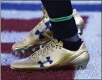  ?? ASSOCIATED PRESS ARCHIVES ?? Jacksonvil­le Jaguars running back T.J. Yeldon wears Under Armour cleats before an NFL football game against the Seattle Seahawks.