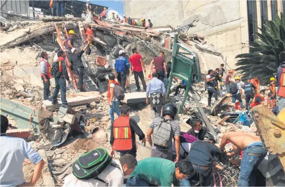  ?? Picture / AP ?? The 7.1 magnitude shock was the second severe earthquake to hit Mexico this month.