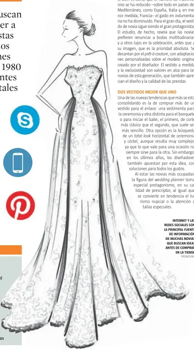  ??  ?? INTERNET Y LAS REDES SOCIALES SON LA PRINCIPAL FUENTE
DE INFORMACIÓ­N DE MUCHAS NOVIAS QUE BUSCAN IDEAS ANTES DE COMPRAR EN LA TIENDA
PRONOVIAS