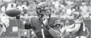  ?? DAVID BANKS/AP ?? Bears quarterbac­k Justin Fields will start Saturday’s preseason finale against the Titans.