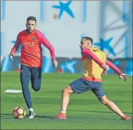  ?? FOTO: FCB ?? Jordi Alba dejó atrás su lesión y estará ante el Málaga