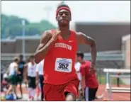  ?? DIGITAL FIRST MEDIA ?? Souderton’s Shamar Jenkins is the top seed in the Class AAA triple jump at the State Championsh­ips this weekend.