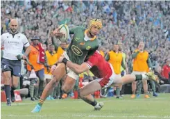  ?? BackpagePi­x ?? KURT-LEE Arendse, seen here on Test debut against Wales in 2022, has become an integral part of the Springbok team since. |