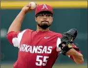  ?? NWA Democrat-Gazette/ANDY SHUPE ?? Junior Isaiah Campbell will start Arkansas’ season opener Friday against Eastern Illinois at Baum-Walker Stadium in Fayettevil­le.