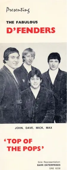  ??  ?? The D’fenders in 1966. From left: Jon Fox, Dave Thompson, Mick Lawson, Max Griffiths