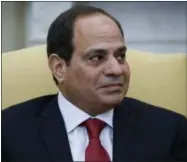  ?? THE ASSOCIATED PRESS ?? Egyptian President Abdel Fattah al-Sisi listens during a meeting with President Donald Trump in the Oval Office of the White House in Washington, Monday, April 3, 2017.