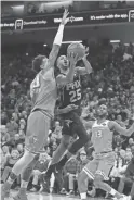  ??  ?? Suns forward Mikal Bridges shoots over Kings center Willie Cauley-Stein during the second quarter in Sacramento on Sunday.