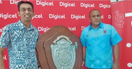  ?? Photo: Simione Haravanua ?? From left: Digicel CEO Farid Mohammed and Suva Rugby Union chairman Aseri Rokoura during the official announceme­nt in Suva on July 31, 2020.