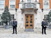  ?? ?? Police officers stand outside the London Clinic, where the Princess of Wales is having abdominal surgery