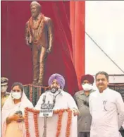  ?? HT PHOTO ?? Chief minister Capt Amarinder Singh after inaugurati­ng the Shaheed Udham Singh Memorial in Sunam on Saturday.