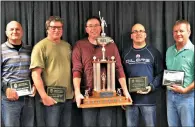 ?? SUBMITTED PHOTO ?? Team Wagner poses with the trophy for winning the Medicine Hat Men’s Bonspiel Sunday.