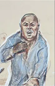  ??  ?? Truth be told: a sketch of Shabir Ahmed, one of the defendants