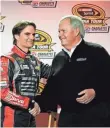  ?? SAM SHARPE, USA TODAY SPORTS ?? “He’s got a pep in his step,” team owner Rick Hendrick, right, says of Jeff Gordon.