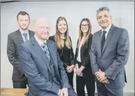  ??  ?? NEW ADDITIONS: From left, Adam Gough, Richard Bright, front, Emily Bartliff, Joanne Powell and Neil Sengupta, of Murray Harcourt.