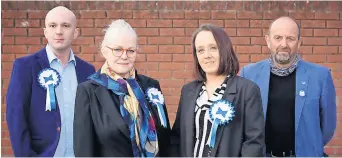  ?? ?? Candidates Our picture shows, from left, John Caddis, Eileen Spence, Denise Sommervill­e and Geoff Bush