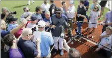  ?? JEFF ROBERSON — THE ASSOCIATED PRESS ?? Astros manager Dusty Baker is surrounded as he speaks to the media during on Thursday in West Palm Beach, Fla.