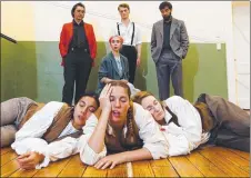  ?? Picture: MATT THOMPSON ?? ROLE WITH IT: Rehearsing ahead of tonight’s opening of Eurydice are, back, from left, Paul McNally, Emma Skalicky, Lochie Dew and Matt Rossner. Front: Sophia Matelli, Rosemary Cann and Victoria Bremner.