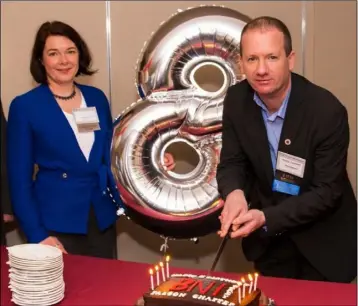  ??  ?? Siobhán Dunne and Victor Lambert of BNI Gorey celebratin­g eight years.