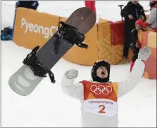  ?? GREGORY BULL — THE ASSOCIATED PRESS FILE ?? Shaun White, of the United States, celebrates winning gold after his run during the men’s halfpipe finals at Phoenix Snow Park at the 2018 Winter Olympics in Pyeongchan­g, South Korea, on Feb. 14, 2018. The four-part documentar­y series “Shaun White: The Last Run” starts today on MAX.