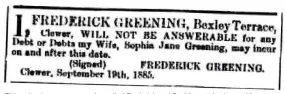  ??  ?? This notice in a newspaper shows that Frederick and Sophia were having problems
