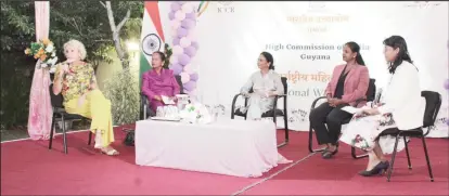  ?? ?? From left to right are: Jeannette van Nes, Indranie Chandarpal, Asha Purohit and Anju Vivekanand­araj, the panellists at the Internatio­nal Women’s Day Event on Friday which was moderated by Narda Mohamed-Mangra (right)