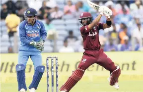  ?? AP ?? West Indies batsman Shai Hope on the go during the third one-day internatio­nal cricket match against hosts India, yesterday. Hope, who scored 95, was named man of the match.